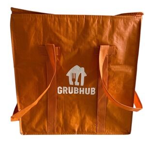Grubhub NEW Insulated Food Delivery Bag Orange Reusable Lunch Tote Zip Handles